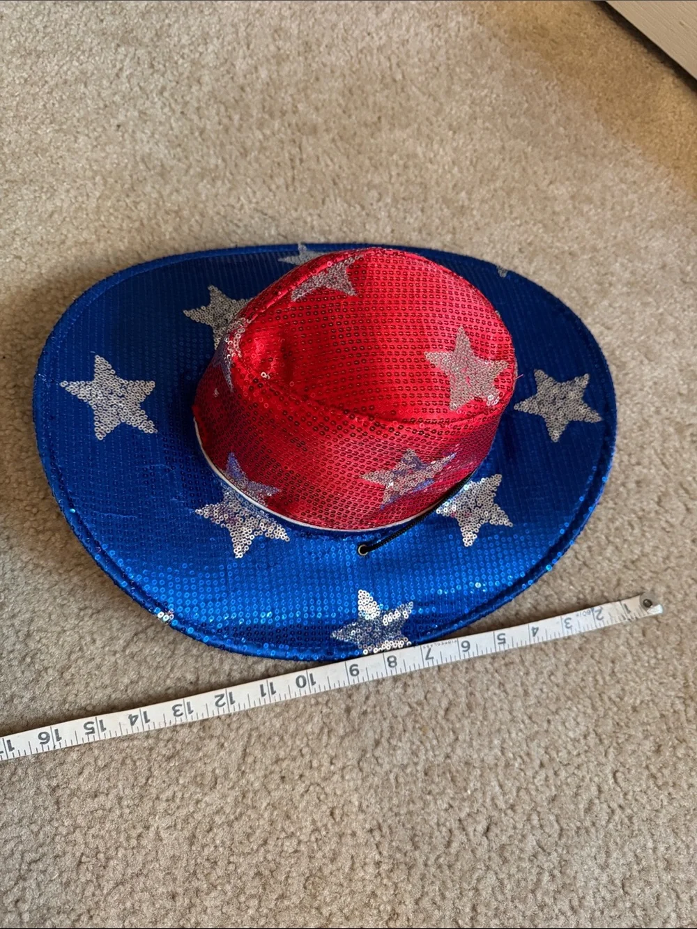 BIG GIRLS - Red & Blue Sequin Star Light Up Cowboy Hat